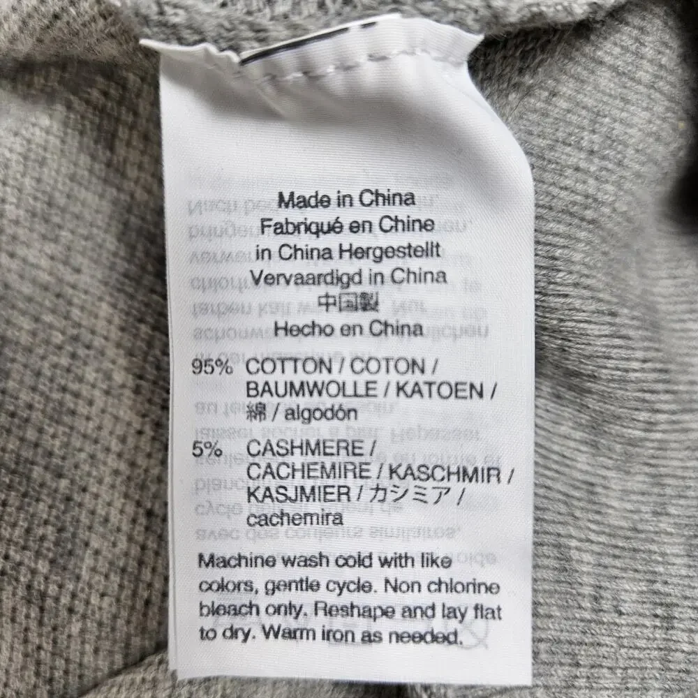 J.Crew Men’s Cotton Cashmere Piqué‎ Raglan Baseball Sweater Navy Gray